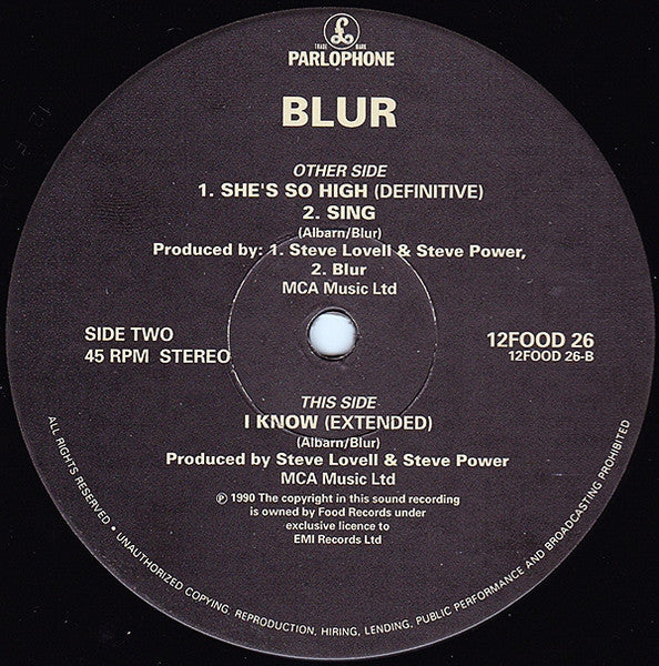 Blur | She's So High / I Know (12" single)