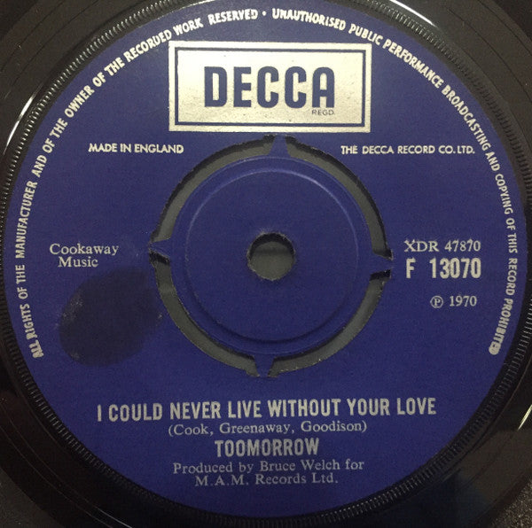 Toomorrow | I Could Never Live Without Your Love (7" single)