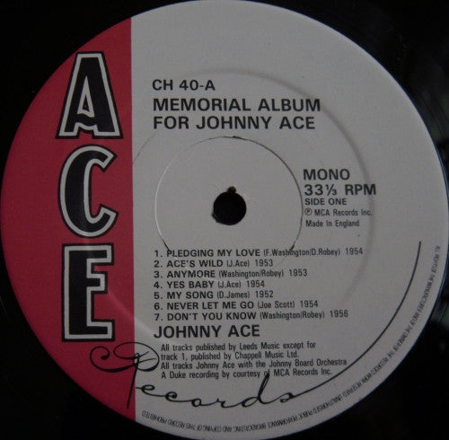 Johnny Ace | Memorial Album For Johnny Ace (12" album)