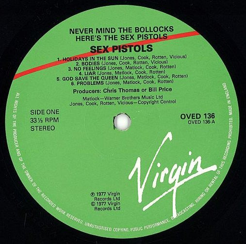 Sex Pistols | Never Mind The Bollocks Here's The Sex Pistols (12" album)
