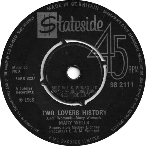 Mary Wells | The Doctor / Two Lovers History (7" single)