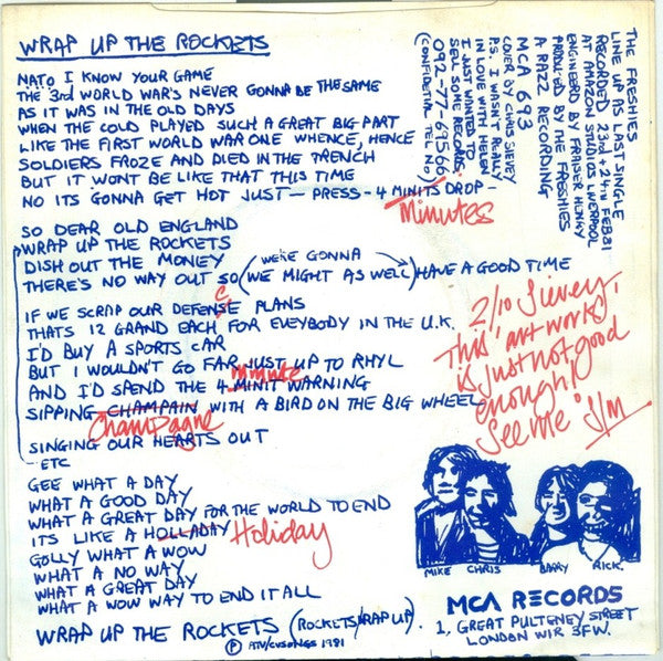 The Freshies | Wrap Up The Rockets (7" single)
