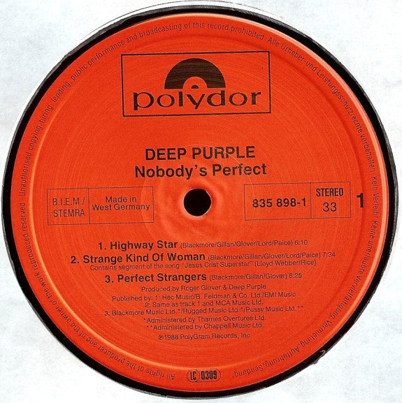 Deep Purple | Nobody's Perfect (12" Album)