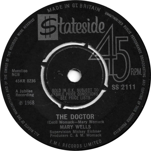 Mary Wells | The Doctor / Two Lovers History (7" single)