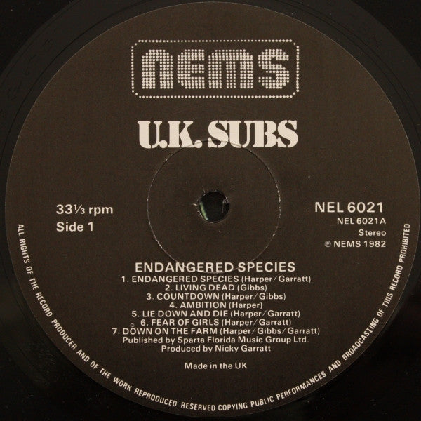 U.K. Subs | Endangered Species (12" album)