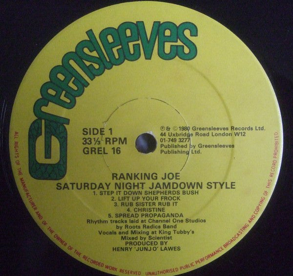 Ranking Joe | Saturday Night Jamdown Style (12" Album)