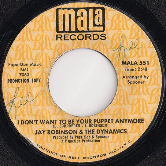 Jay Robinson & The Dynamics | I Can't Live Without You (7" single)