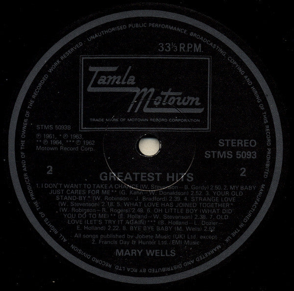 Mary Wells | Greatest Hits (12 inch LP)