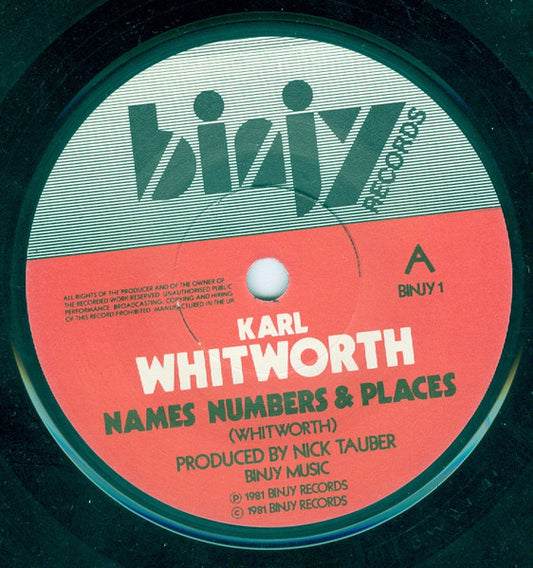 Karl Whitworth | Names Numbers & Places (7 inch Single)