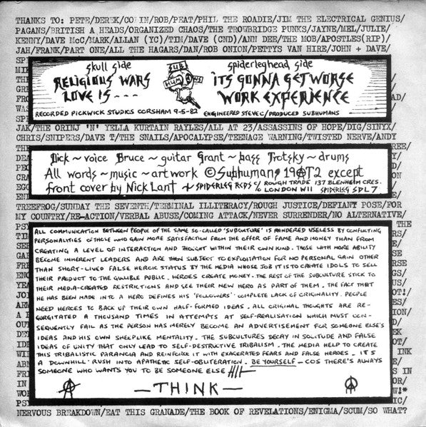 Subhumans | Religious Wars (7" single)