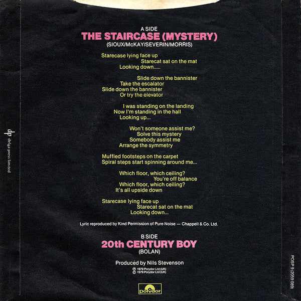 Siouxsie And The Banshees | The Staircase (Mystery) (7" single)