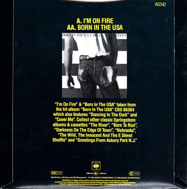 Bruce Springsteen ‎| Born In The USA / I'm On Fire ( 7" single)