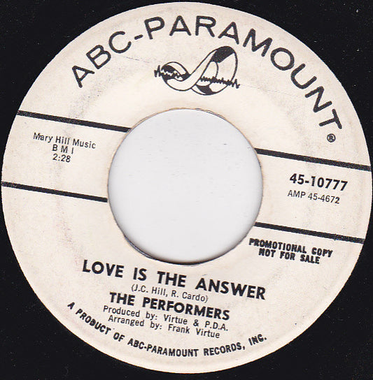 The Performers | Love Is The Answer / Just Dance (7" single)