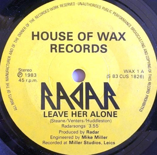 Radar | Leave Her Alone (7 inch single)