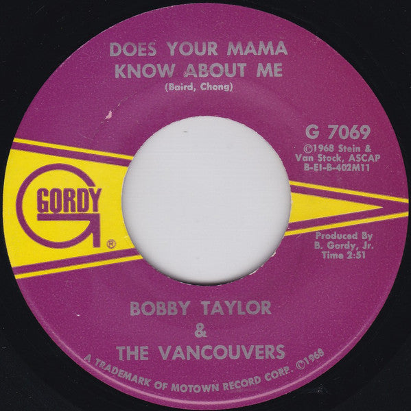 Bobby Taylor & The Vancouvers | Does Your Mama Know About Me (7" single)