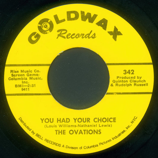 The Ovations | You Had Your Choice (7 inch single)