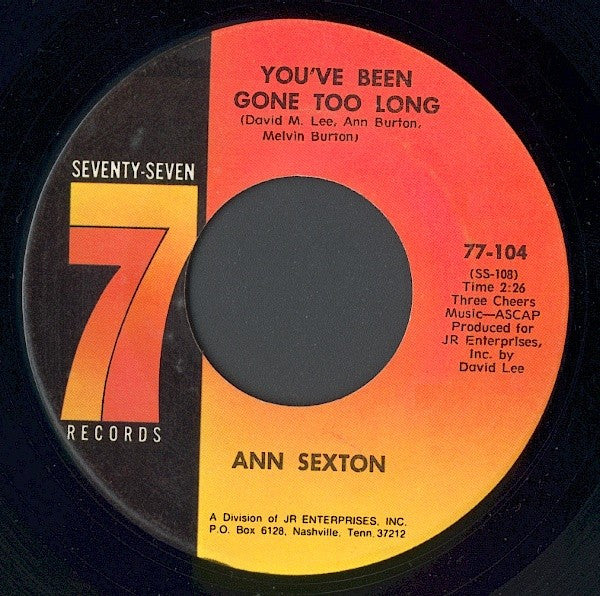 Ann Sexton ‎| You're Letting Me Down / You've Been Gone Too Long (7" single)
