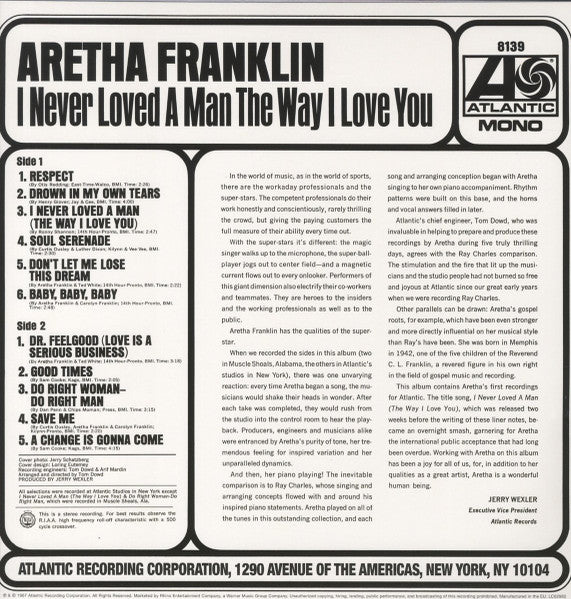 Aretha Franklin | I Never Loved A Man The Way I Love You (12" album)