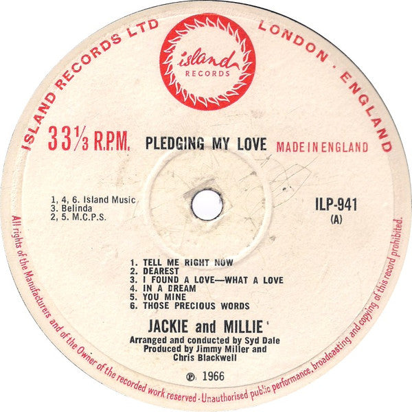 Jackie And Millie | Pledging My Love (12" Album)