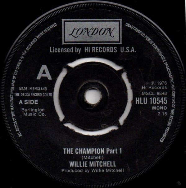 Willie Mitchell ‎| The Champion (7" single)