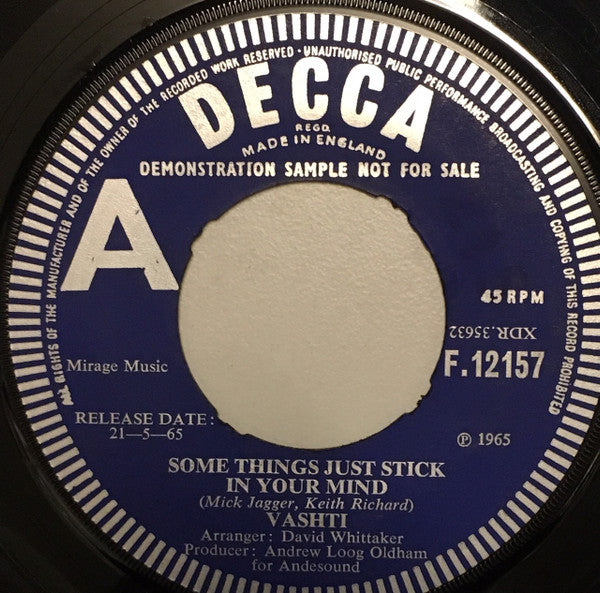 Vashti | Some Things Just Stick In Your Mind ( 7" single)
