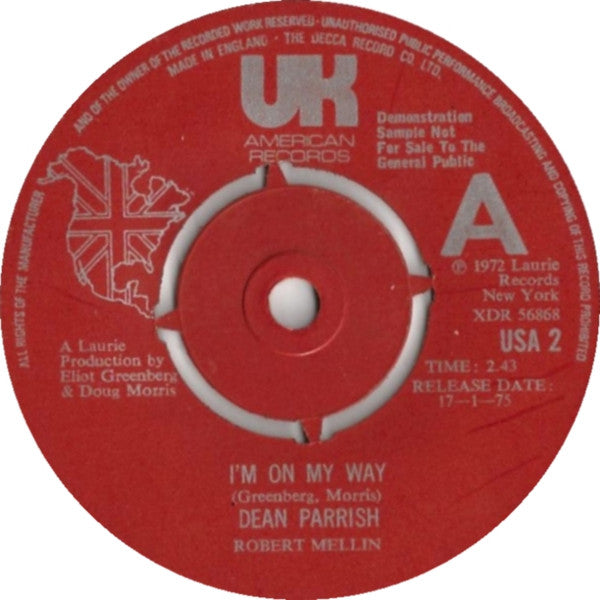 Dean Parrish ‎| I'm On My Way (7" single)