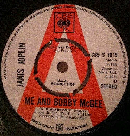 Janis Joplin ‎| Me And Bobby McGee (7" single)