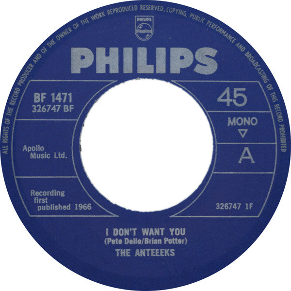 The Anteeeks | I Don't Want You (7 inch single)