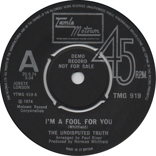 The Undisputed Truth | I'm A Fool For You (7" single)