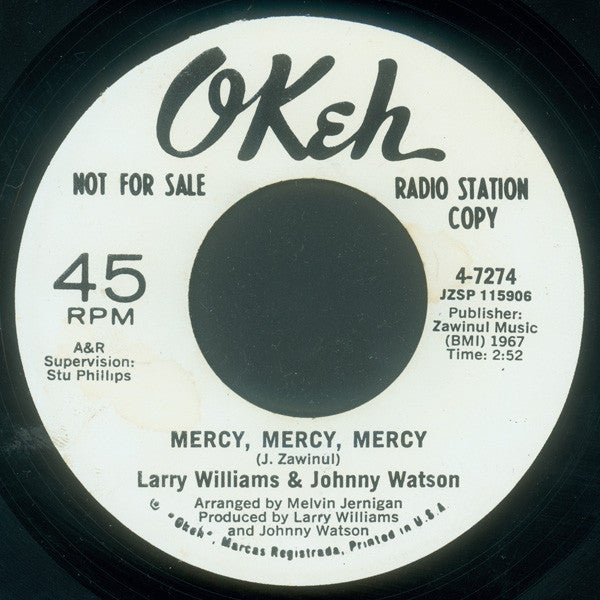 Larry Williams & Johnny Watson | A Quitter Never Wins / Mercy, Mercy, Mercy ( 7" single)