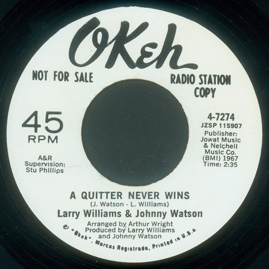 Larry Williams & Johnny Watson | A Quitter Never Wins / Mercy, Mercy, Mercy ( 7" single)