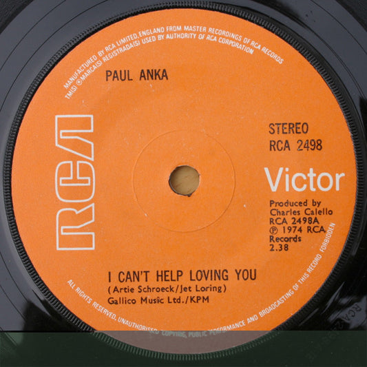 Paul Anka | I Can't Help Loving You (7" single)