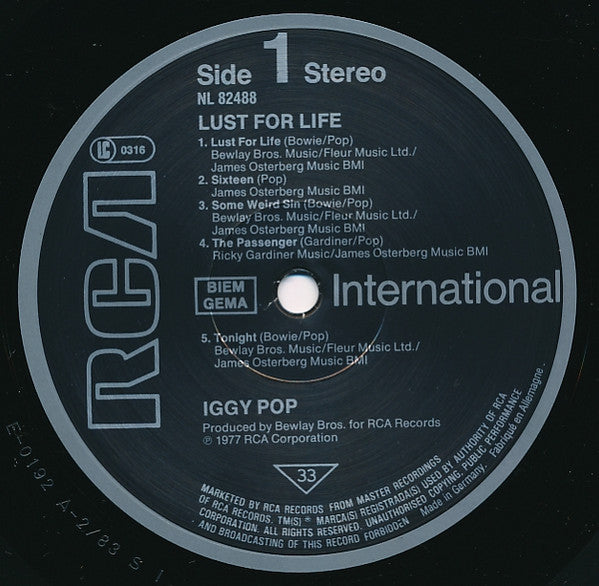 Iggy Pop | Lust For Life (12" Album)