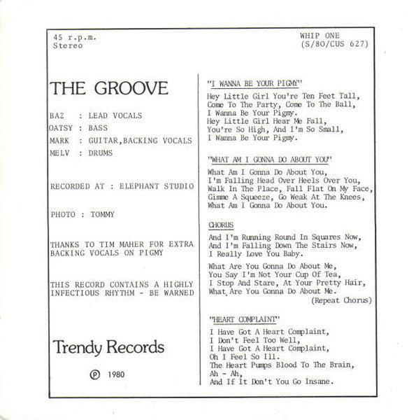 The Groove | I Wanna Be Your Pigmy EP (7 inch single)