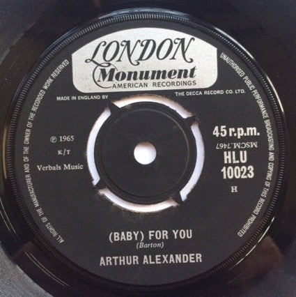 Arthur Alexander | (Baby) For You ( 7" single )
