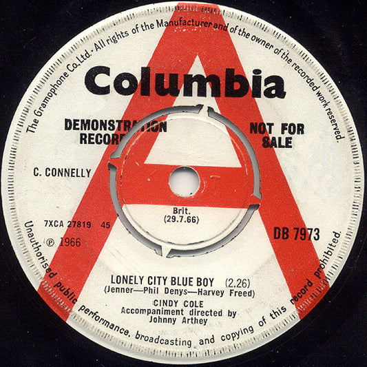 Cindy Cole | Lonely City Blue Boy ( 7" single)