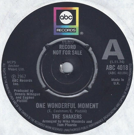 Shakers | One Wonderful Moment (7 inch Single)