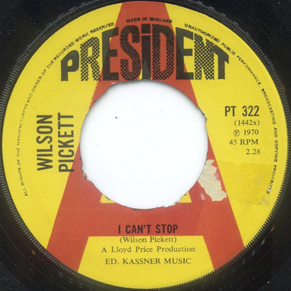 Pickett, Wilson | I Cant Stop (7 inch Single)