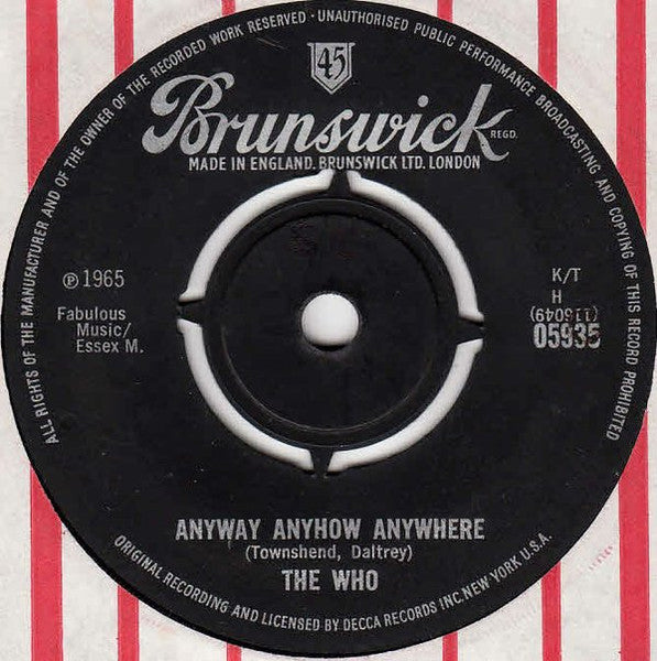 The Who | Anyway Anyhow Anywhere (7 inch Single) – JimJam Records