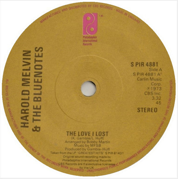 Melvin, Harold | The Love I Lost (7 inch Single)