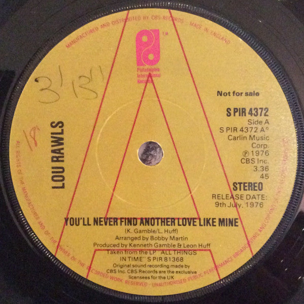 Rawls, Lou | Youll Never Find Another Love Like Mine (7 inch Single)