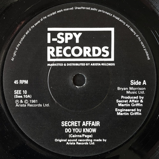 Secret Affair | Do You Know (7 inch Single)