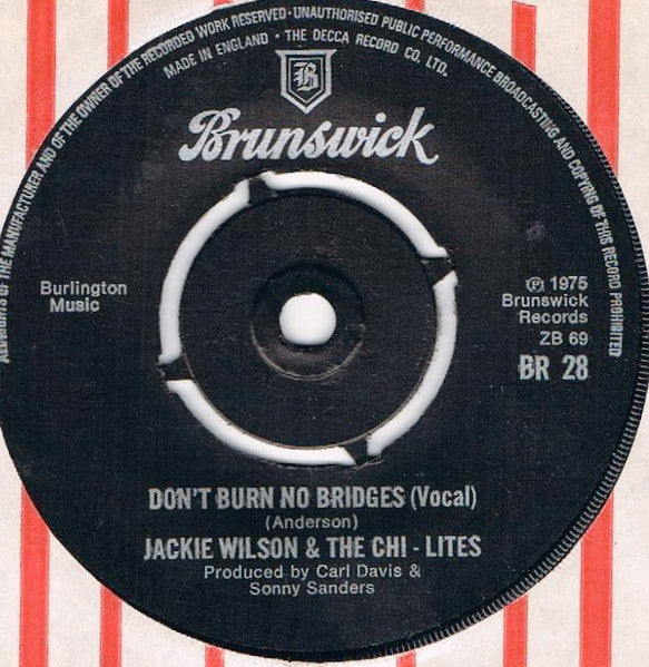 Jackie Wilson & The Chi-Lites | Don't Burn No Bridges (single Funk, Soul)